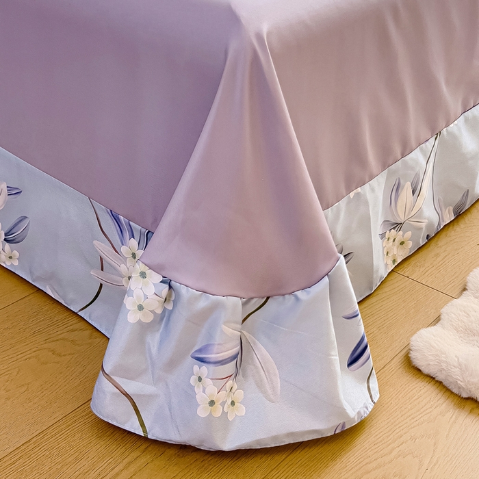 91家纺网 家纺一手货源 找家纺 找底底家纺 2025新款60S水洗天丝夏被夏凉被空调被床裙四件套 摇曳花香