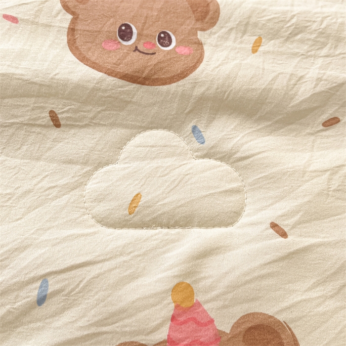 91家纺网 家纺一手货源 找家纺 美梦里 2025新款A类水洗棉棉花夏被 夏凉被空调被 小熊泡芙