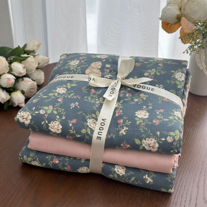 91家纺网 家纺一手货源 找家纺 （总）黛馨  2025新款全棉A类小清新双层纱四件套