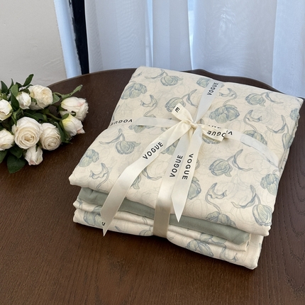 91家纺网 家纺一手货源 找家纺 （总）黛馨  2025新款全棉A类小清新双层纱四件套