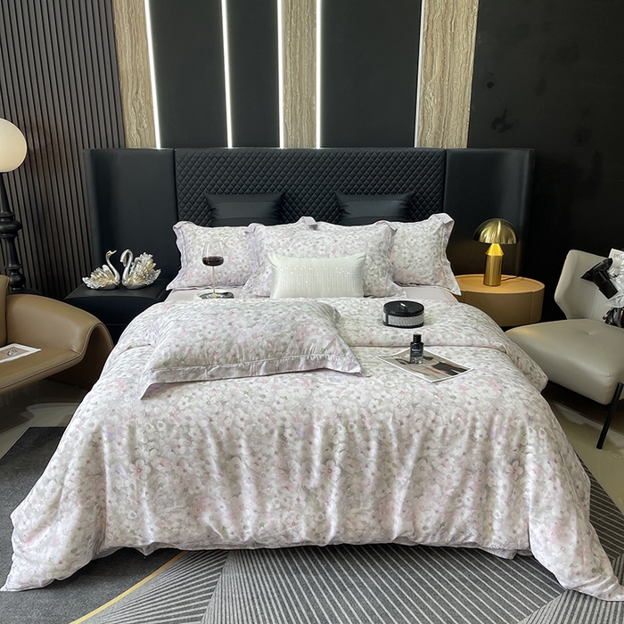 91家纺网 家纺一手货源 找家纺 莱豫2025新款50支莱赛尔天丝四件套 茉雅紫