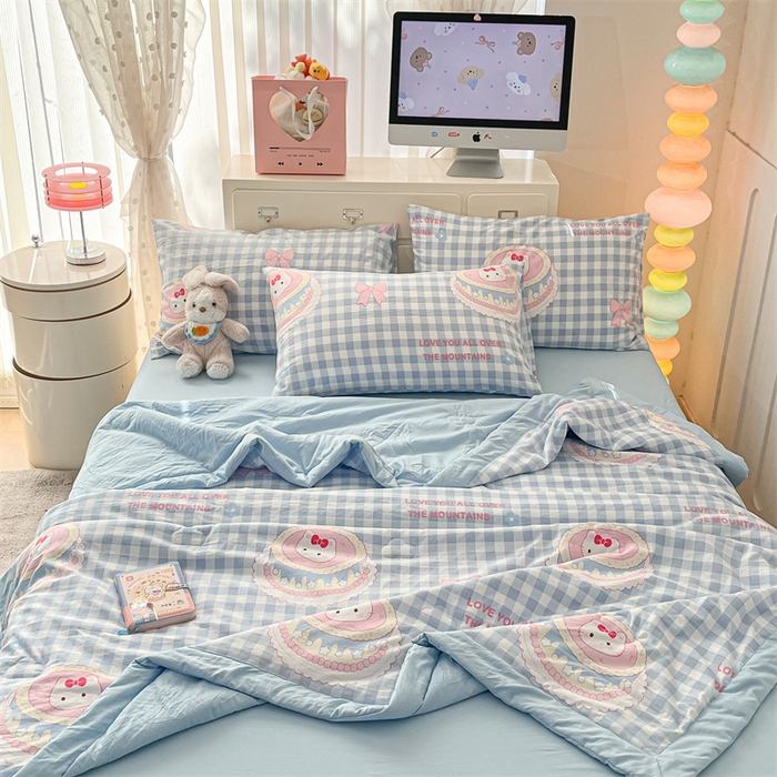 91家纺网 家纺一手货源 找家纺 美梦里 2025新款A类水洗棉棉花夏被 夏凉被空调被 喵喵慕斯