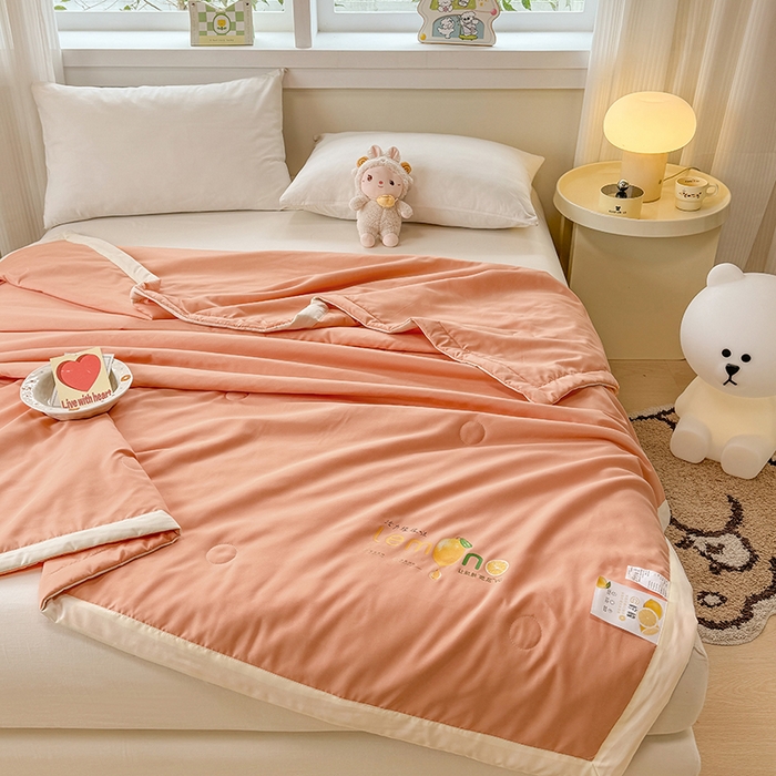 91家纺网 家纺一手货源 找家纺 帕芬鸟家纺 2025新款柠檬夏被 柠檬-橙