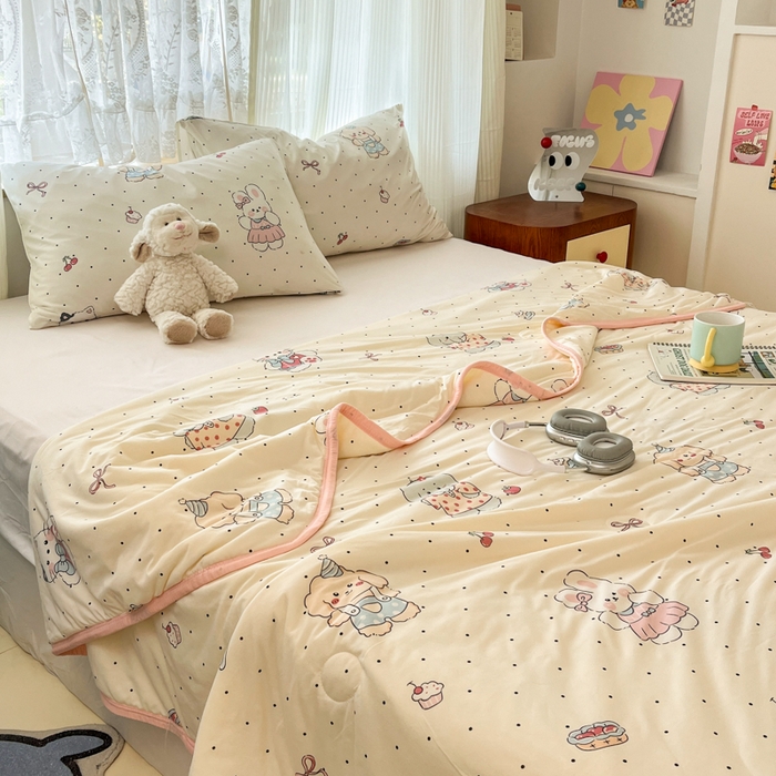 91家纺网 家纺一手货源 找家纺 葡萄家 2025新款A类母婴级大豆纤维牛奶丝针织棉夏凉被空调被-系列二 生日派对