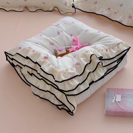 慕尚 2025新款云感棉花边夏凉被空调被 粉蝴蝶结