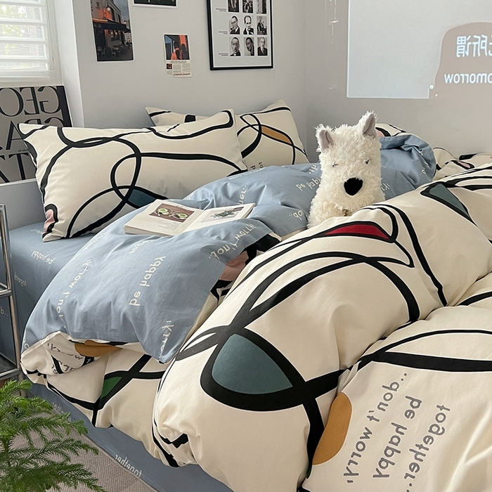 91家纺网 家纺一手货源 找家纺 （总）吉象2025新款全棉印花北欧极简四件套系列