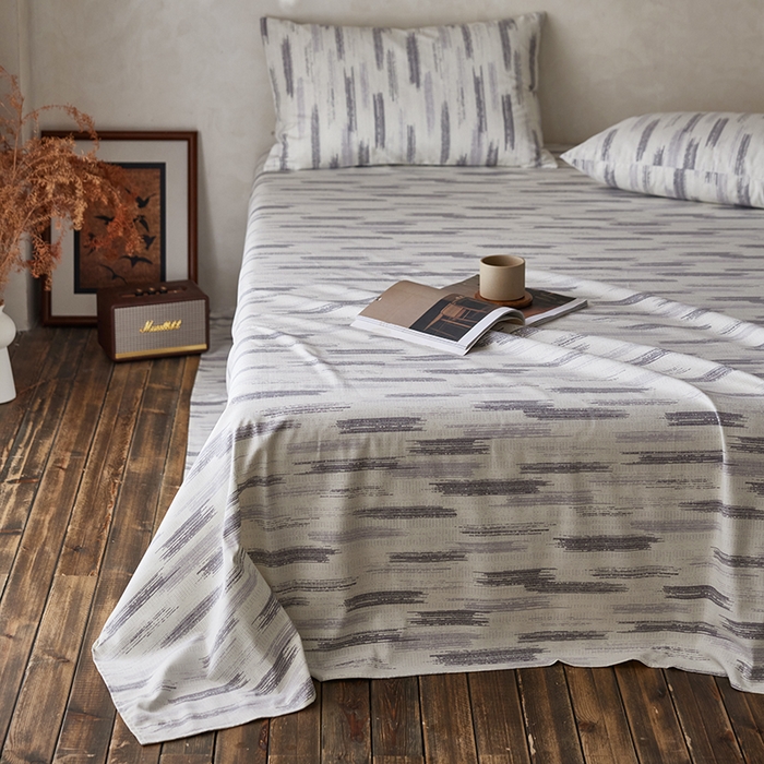 91家纺网 家纺一手货源 找家纺 千朵森2025新款A类全棉老粗布床单三件套 山光