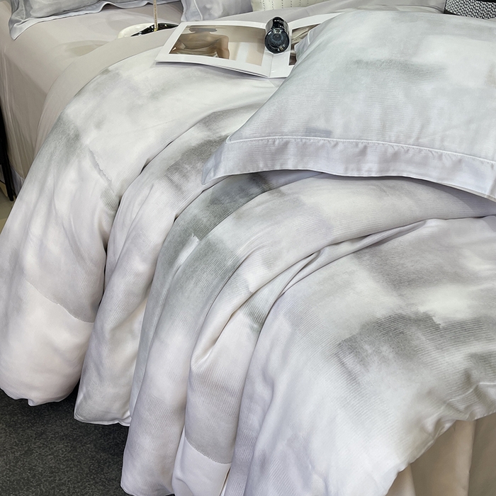 91家纺网 家纺一手货源 找家纺 莱豫2025新款50支莱赛尔天丝四件套 水墨意境