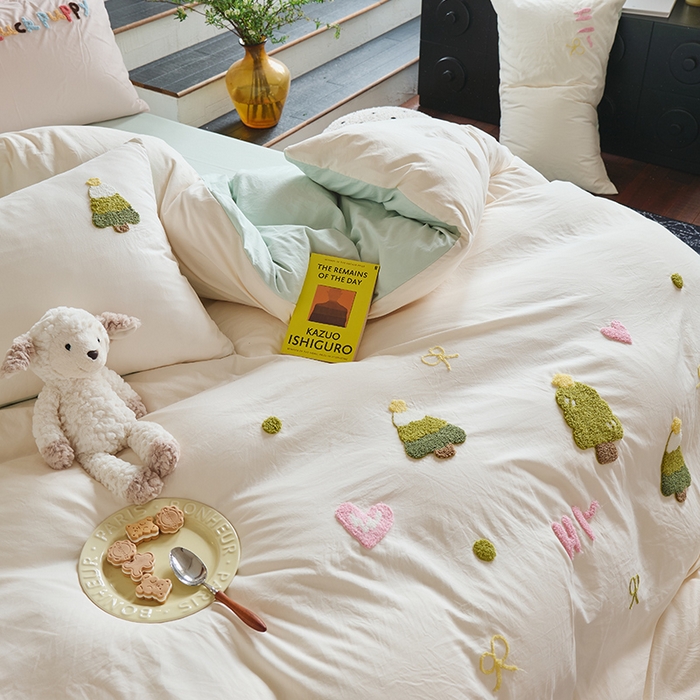 91家纺网 家纺一手货源 找家纺 （总）鑫喜莱家纺 2025新款水洗棉毛巾绣四件套场景二【全系图有买家秀文件】