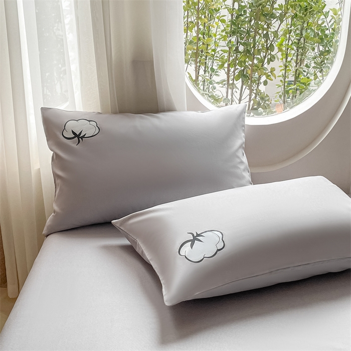 91家纺网 家纺一手货源 找家纺 布卢姆床垫 2025新款全棉烫画全棉老粗布床笠 棉朵-浅灰