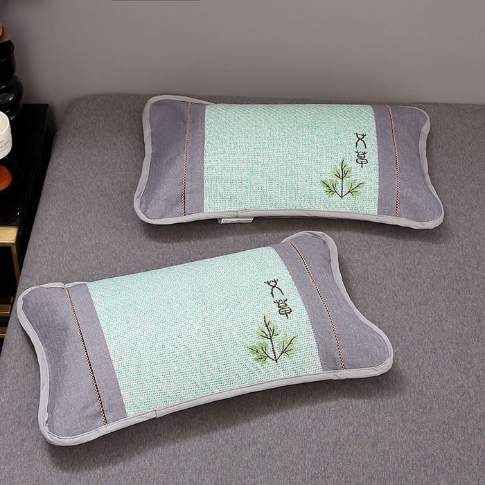 91家纺网 家纺一手货源 找家纺 纽乐家纺 2025新款夏凉凉感艾草花茶香冰藤枕芯茉莉花助睡眠枕头枕芯 艾草茶香冰藤枕-绿色 35x55cm/只