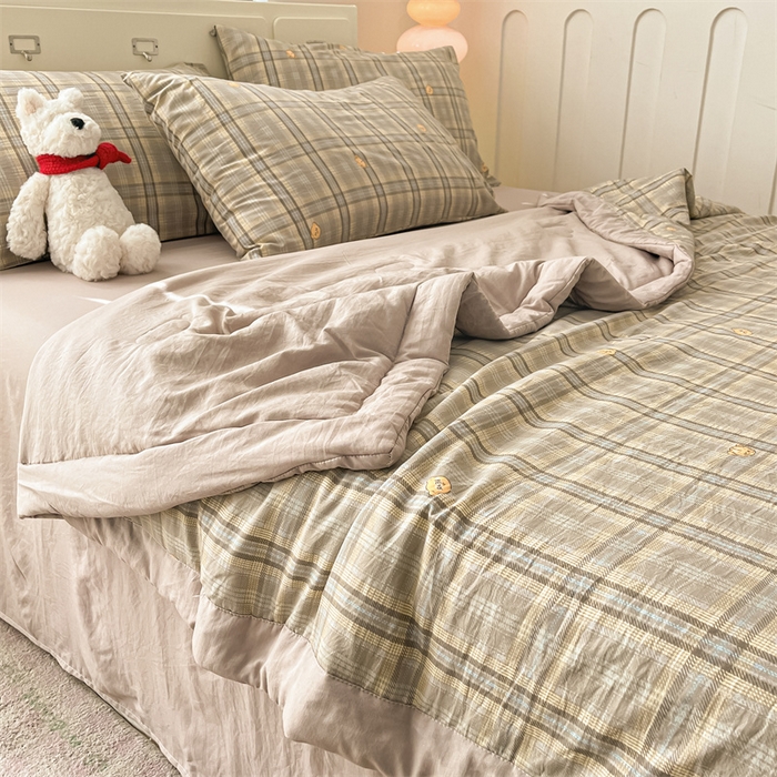 91家纺网 家纺一手货源 找家纺 美梦里 2025新款A类水洗棉棉花夏被 夏凉被空调被 英伦小熊