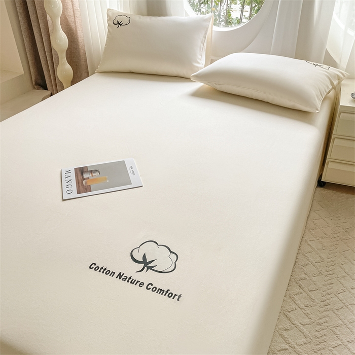 91家纺网 家纺一手货源 找家纺 布卢姆床垫 2025新款全棉纯棉烫画全棉老粗布床单凉席 棉朵-奶黄