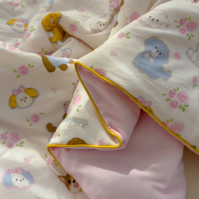 91家纺网 家纺一手货源 找家纺 美派工厂店2025新款水洗邹邹纱夏被 灰蒙小狗