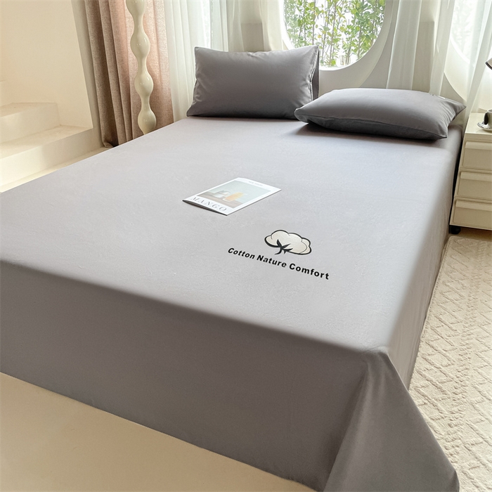 91家纺网 家纺一手货源 找家纺 布卢姆床垫 2025新款全棉纯棉烫画全棉老粗布床单凉席 棉朵-深灰