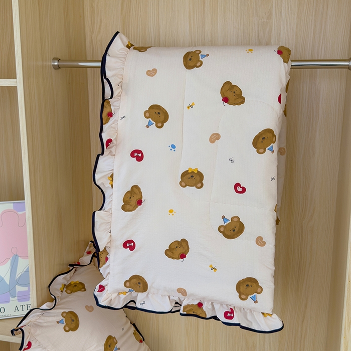 91家纺网 家纺一手货源 找家纺 慕尚 2025新款云感棉花边夏凉被空调被 熊耶