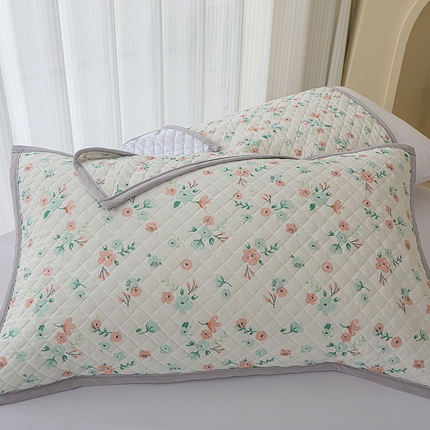 91家纺网 家纺一手货源 找家纺 美宜家 2025新款凉感丝绗缝夹棉印花枕巾 蝴蝶结兰50x80cm一对