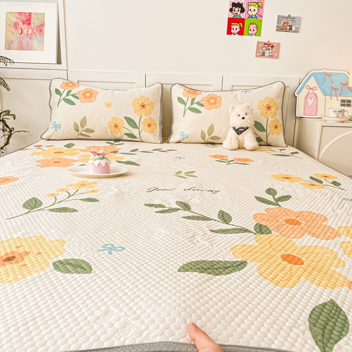 91家纺网 家纺一手货源 找家纺 川悦生活 2025新款大版冰豆豆凉豆豆凉席 花之夏