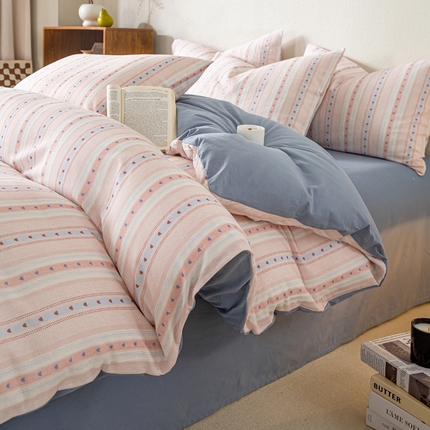 2025新款全棉水洗棉双层纱印花四件套 简之