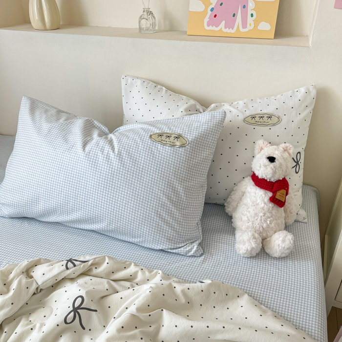 91家纺网 家纺一手货源 找家纺 桃心家居 2025新款A类ins云柔水洗棉大豆织标蝴蝶结毛球少女单夏被夏被四件套系列 可可小姐