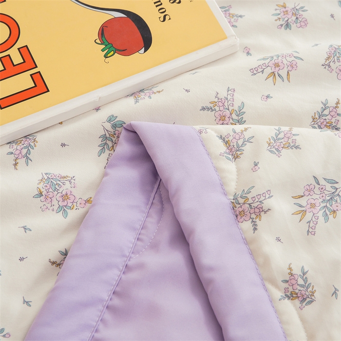 91家纺网 家纺一手货源 找家纺 博睿家纺 2025新款A类水洗双层纱皱皱纱大豆纤维被夏被夏凉被空调被 紫色花语