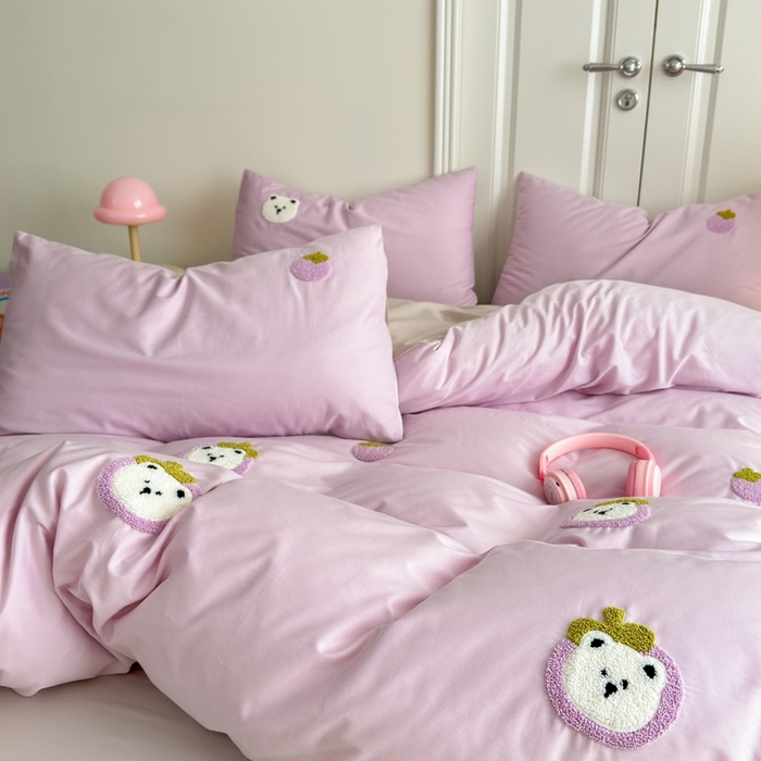 91家纺网 家纺一手货源 找家纺 锦觅2025新款奶油小清新毛巾绣全棉纯棉四件套（专版花型必须控价） 甜蜜幸福