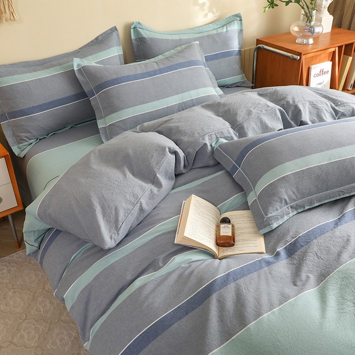 91家纺网 家纺一手货源 找家纺 木易家居 2025新款全棉色织水洗棉四件套 曼达拉