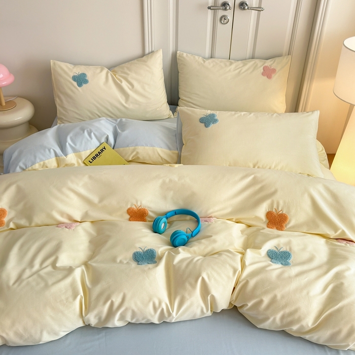 91家纺网 家纺一手货源 找家纺 锦觅2025新款奶油小清新毛巾绣全棉纯棉四件套（专版花型必须控价） 五彩斑斓