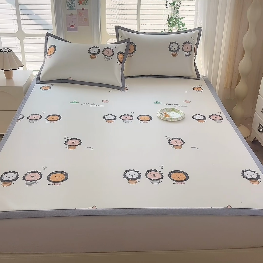 91家纺网 家纺一手货源 找家纺 518家纺 2026新款亲肤舒适A类碳光冰丝抗菌凉席【提供买家秀】席子【提供买家秀】-床笠款 狮子王国