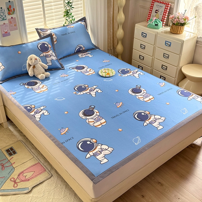 91家纺网 家纺一手货源 找家纺 518家纺 2026新款亲肤舒适A类碳光冰丝抗菌凉席【提供买家秀】席子【提供买家秀】-床笠款 太空礼物