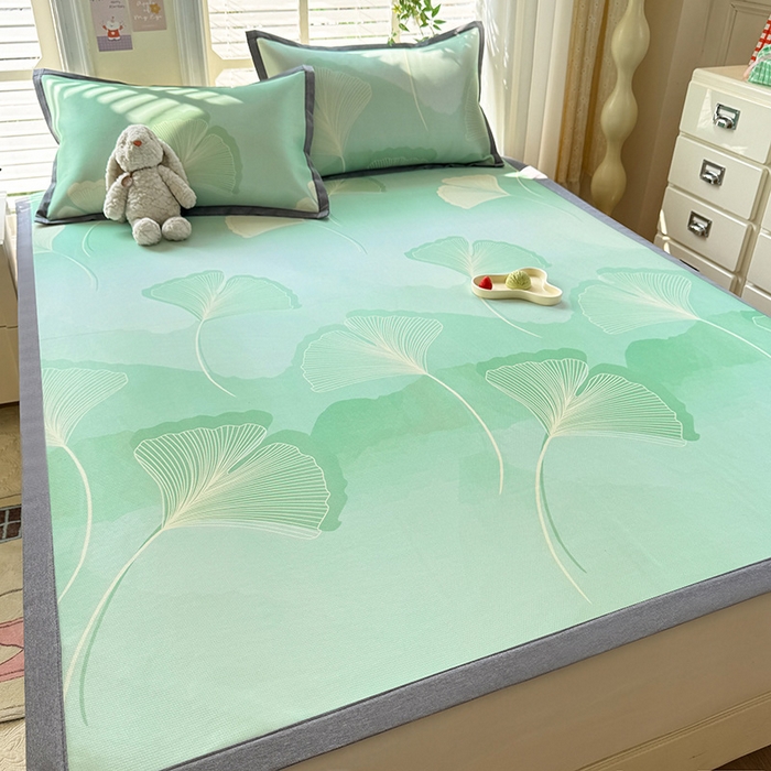 91家纺网 家纺一手货源 找家纺 518家纺 2025新款亲肤舒适A类碳光冰丝抗菌凉席【提供买家秀】席子【提供买家秀】-床笠款 银杏