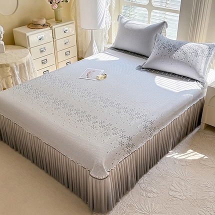 91家纺网 家纺一手货源 找家纺 （总）优家居 2025新款A类轻奢PE凉感冰丝席床盖夏季冰豆豆凉席三件套可机洗水洗空调软席