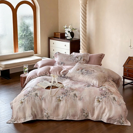 （总）2025新款60S奥地利兰精天丝数码印花宽边压线系列四件套