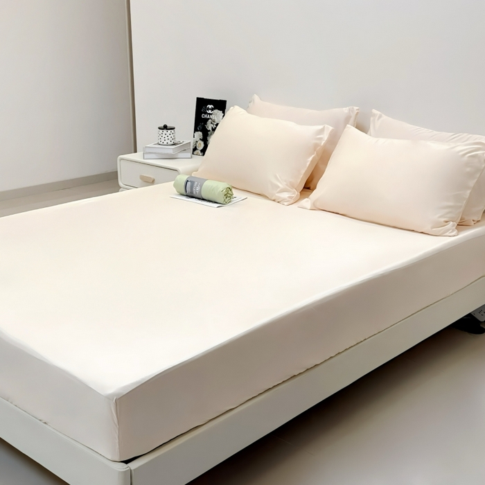 91家纺网 家纺一手货源 找家纺 兜米家居 2025新款床笠A类水洗真丝床笠三件套 冰玉