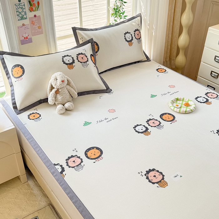 91家纺网 家纺一手货源 找家纺 518家纺 2026新款亲肤舒适A类碳光冰丝抗菌凉席【提供买家秀】席子【提供买家秀】-床笠款 狮子王国