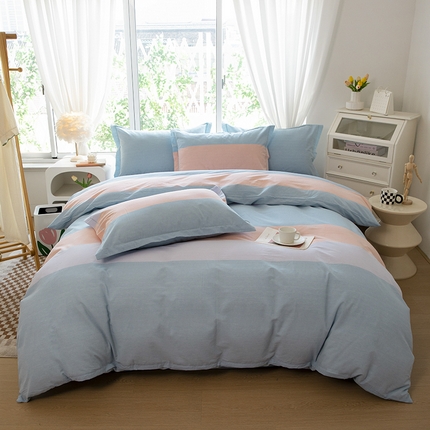 91家纺网 家纺一手货源 找家纺 （总）木易家居 2025新款全棉色织水洗棉四件套