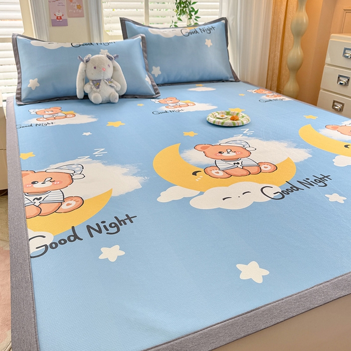 91家纺网 家纺一手货源 找家纺 518家纺 2026新款亲肤舒适A类碳光冰丝抗菌凉席【提供买家秀】席子【提供买家秀】-床笠款 晚安