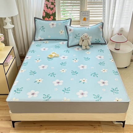 91家纺网 家纺一手货源 找家纺 518家纺 2025新款亲肤舒适A类碳光冰丝抗菌凉席【提供买家秀】席子【提供买家秀】-平铺款 花昔