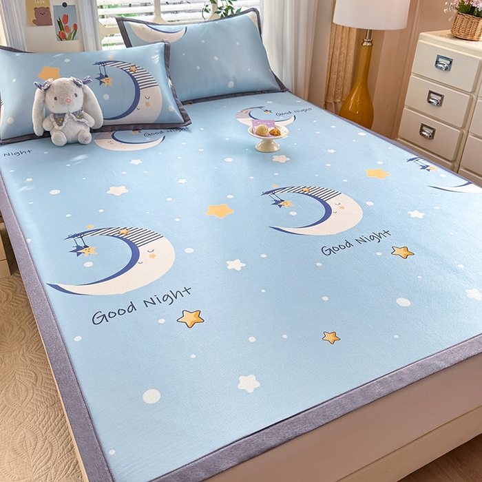 91家纺网 家纺一手货源 找家纺 518家纺 2026新款亲肤舒适A类碳光冰丝抗菌凉席【提供买家秀】席子【提供买家秀】-床笠款 星月物语