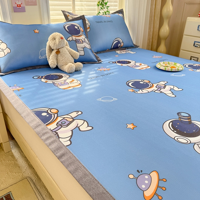 91家纺网 家纺一手货源 找家纺 518家纺 2026新款亲肤舒适A类碳光冰丝抗菌凉席【提供买家秀】席子【提供买家秀】-床笠款 太空礼物