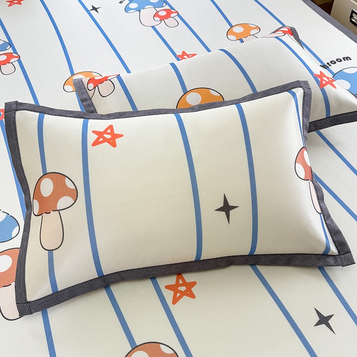 91家纺网 家纺一手货源 找家纺 518家纺 2026新款亲肤舒适A类碳光冰丝抗菌凉席【提供买家秀】席子【提供买家秀】-床笠款 蘑菇屋