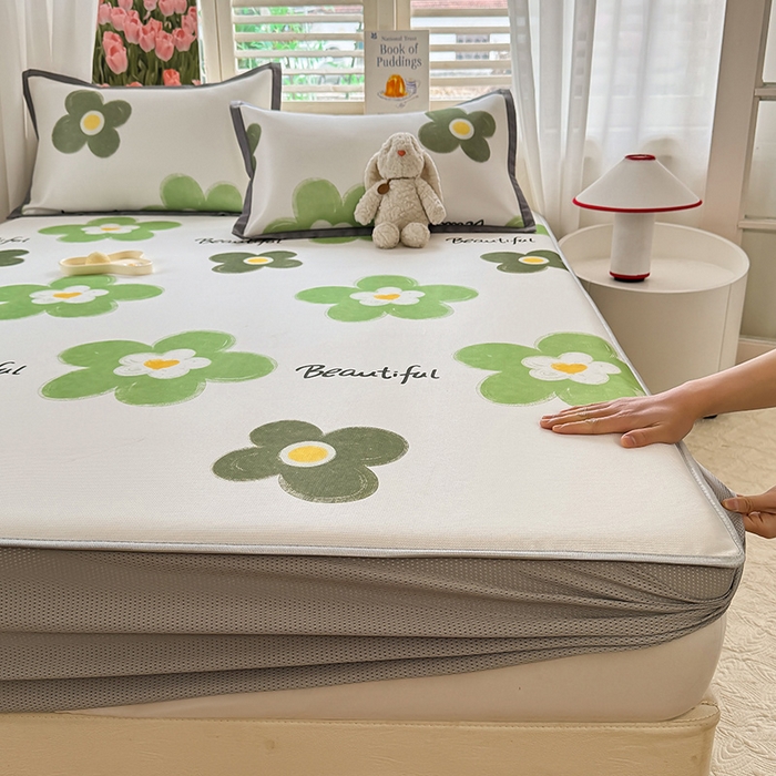 91家纺网 家纺一手货源 找家纺 518家纺 2025新款亲肤舒适A类碳光冰丝抗菌凉席【提供买家秀】席子【提供买家秀】-平铺款 春意