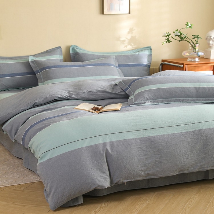 91家纺网 家纺一手货源 找家纺 木易家居 2025新款全棉色织水洗棉四件套 曼达拉