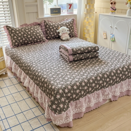 91家纺网 家纺一手货源 找家纺 （总）雅眠居 2025新款直播针织棉双层纱夏被床盖四件套空调夏凉被单件三件套