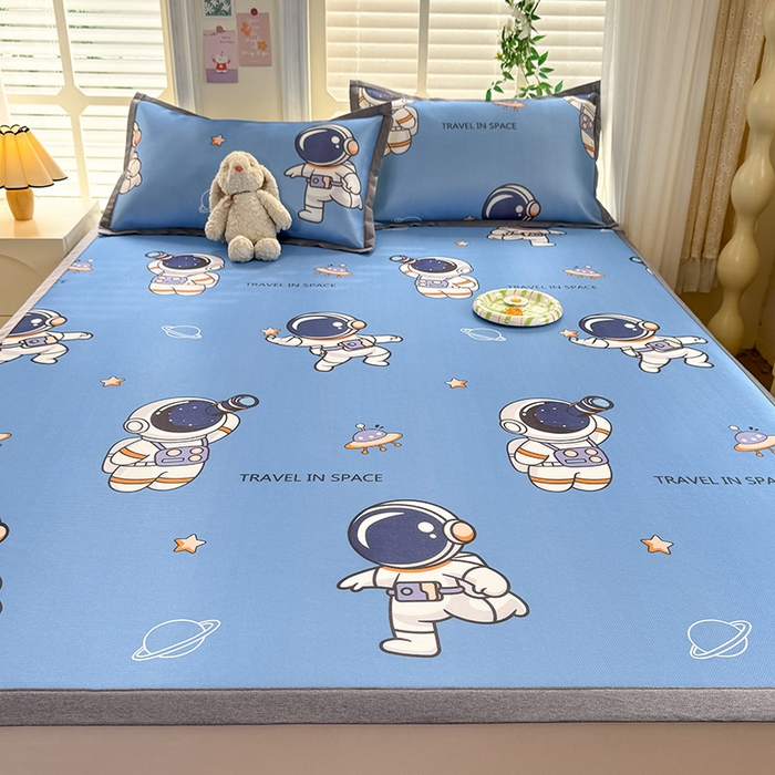 91家纺网 家纺一手货源 找家纺 518家纺 2026新款亲肤舒适A类碳光冰丝抗菌凉席【提供买家秀】席子【提供买家秀】-床笠款 太空礼物