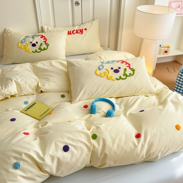 91家纺网 家纺一手货源 找家纺 （总）锦觅2025新款奶油小清新毛巾绣全棉纯棉四件套（专版花型必须控价）