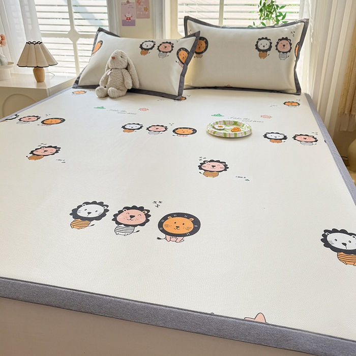 91家纺网 家纺一手货源 找家纺 518家纺 2026新款亲肤舒适A类碳光冰丝抗菌凉席【提供买家秀】席子【提供买家秀】-床笠款 狮子王国