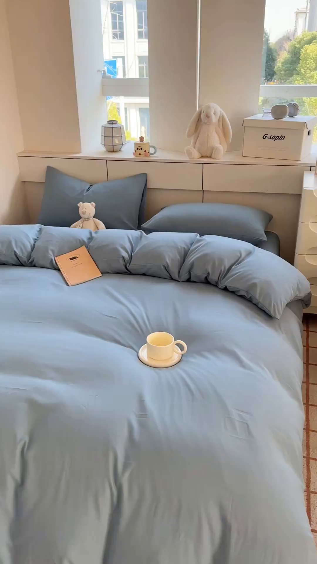 91家纺网 家纺一手货源 找家纺 可可家纺 2025新款ins风纯色磨毛简约水洗棉四件套亲肤床单被套三件套 纯月光蓝