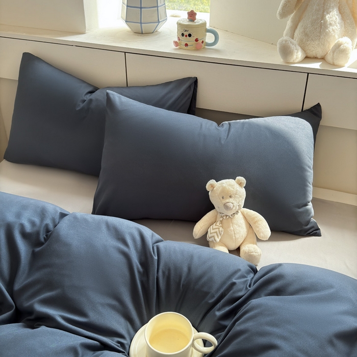 91家纺网 家纺一手货源 找家纺 可可家纺 2025新款ins风纯色磨毛简约水洗棉四件套亲肤床单被套三件套 洛克兰灰