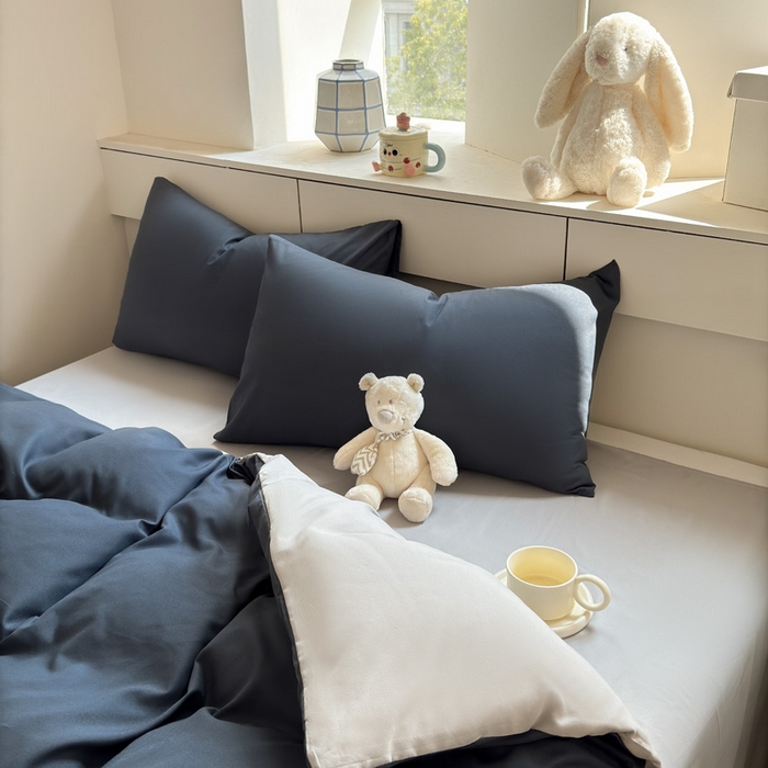 91家纺网 家纺一手货源 找家纺 可可家纺 2025新款ins风纯色磨毛简约水洗棉四件套亲肤床单被套三件套 洛克兰灰